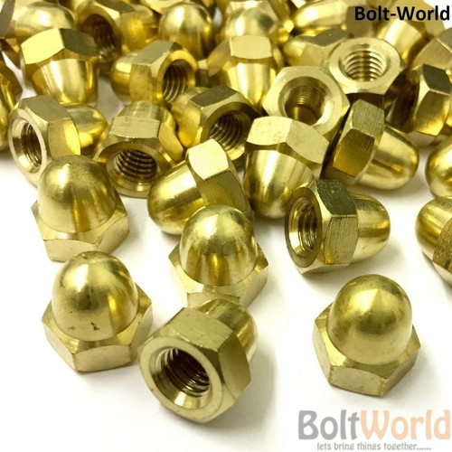 Solid brass hexagon dome nuts - solid,