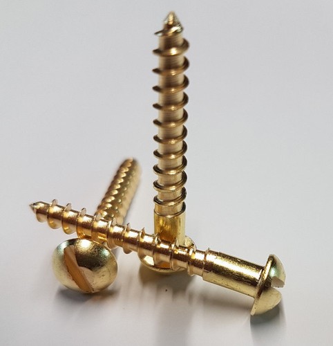 Solid brass screw slotted head - solid,
